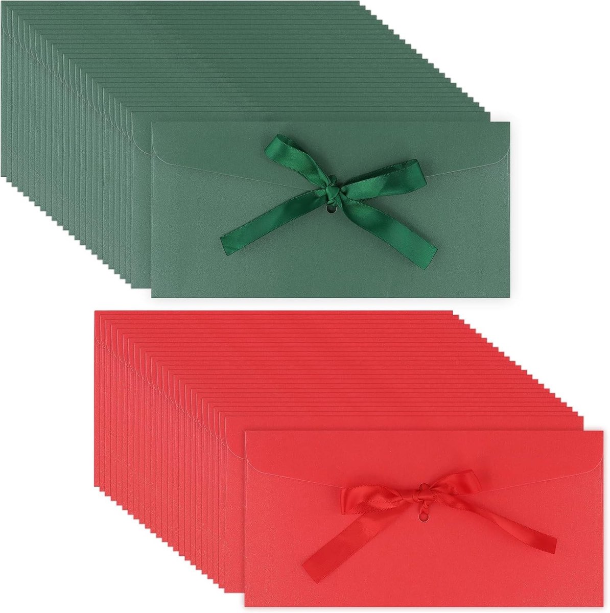 50 Stuks Geld Enveloppen met Ribbons, Luxe Moeder van Parel Papier, 22x11 cm, Vintage Cadeau Enveloppen voor Verjaardagen, Bruiloften en Feestdagen