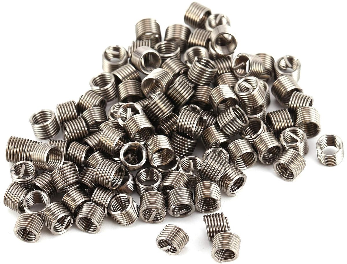 100 stuks hoge sterkte roestvrijstalen draad inzetstukken voor schroefdraad reparatie kit en gereedschap M5x0.8x1.5D voor auto's en machines