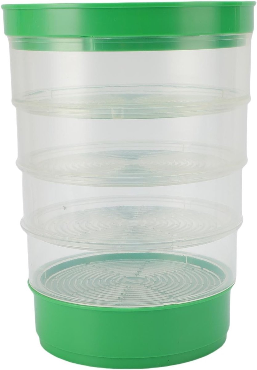 Set voor het Kiemen van Zaden, 4 Laags, Plastic, Ronde Vorm, Kiemtray met Afvoergaten en Bonenafvoer, Ideaal voor Tuinieren en Planten kweken