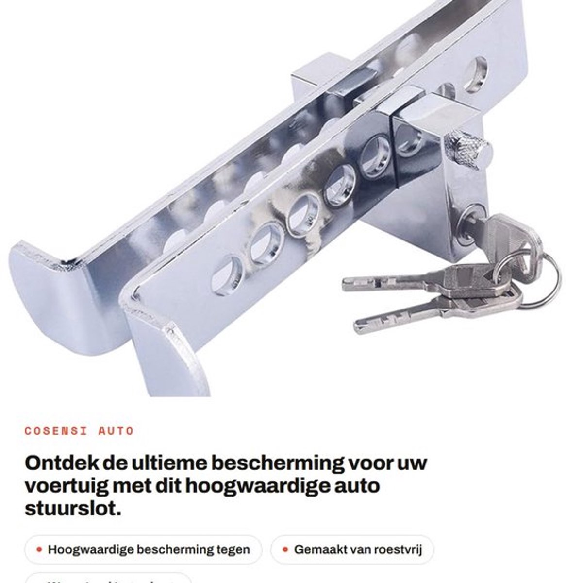 Dailygoods - Auto stuurslot - Antidiefstalapparaat - Veilig en duurzaam - Roestvrij