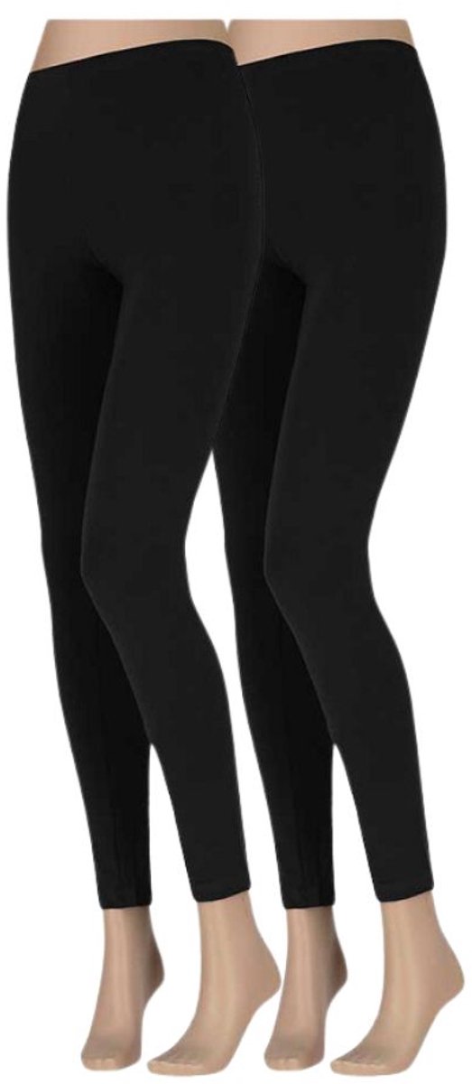 Morethansocks - Legging dames - Basic - 2-Pack - Maat S t/m XXXL - legging dames katoen - dames legging - legging dames volwassenen