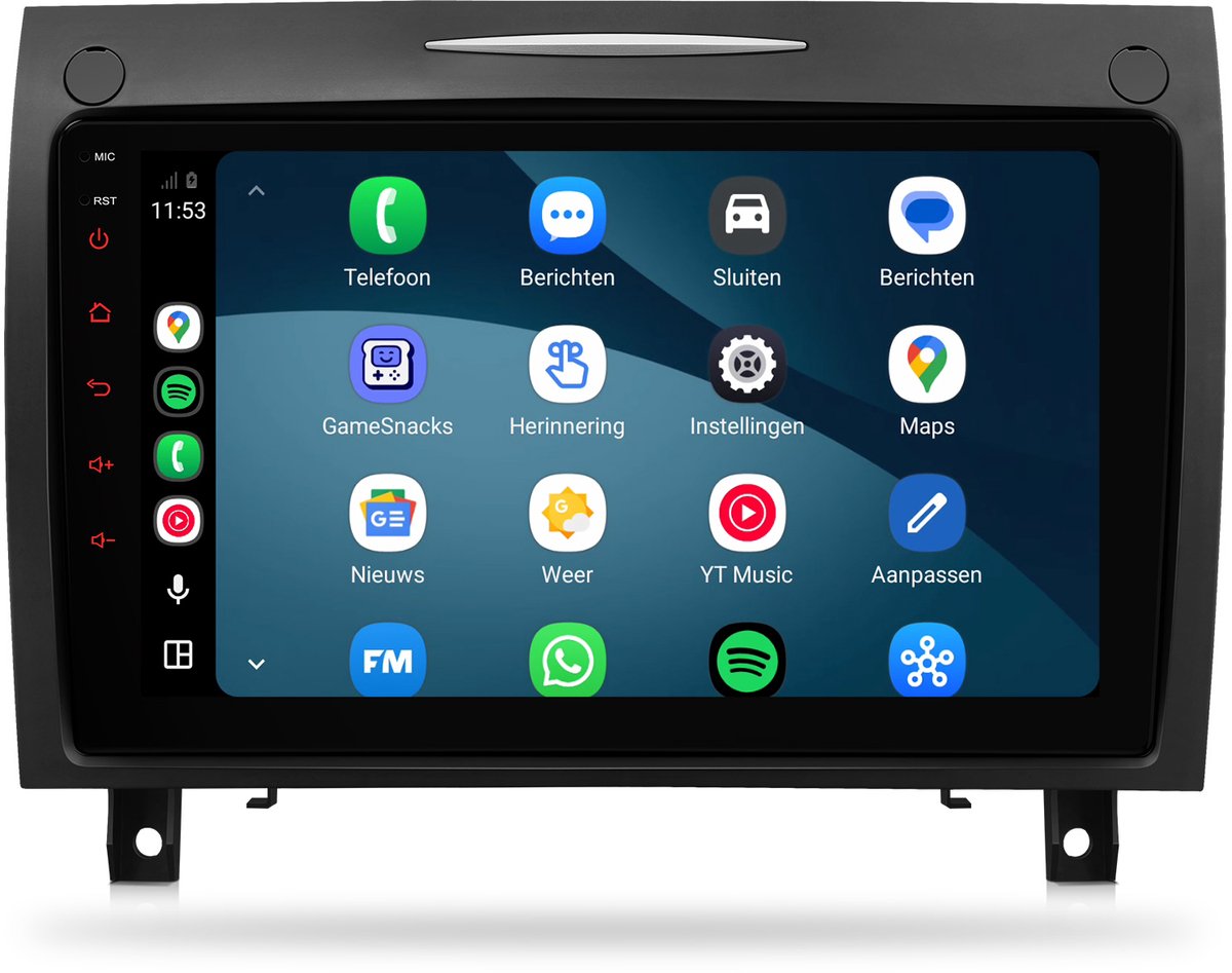 CarPlay autoradio geschikt voor Mercedes SLK | 2004 t/m 2010 | Cartronix CTX-7040 | 2004 2005 2006 2007 2008 2009 2010 | 9 inch | Android 15 | Draadloos Apple CarPlay & Android Auto | 2GB + 32GB | Bluetooth & Wifi