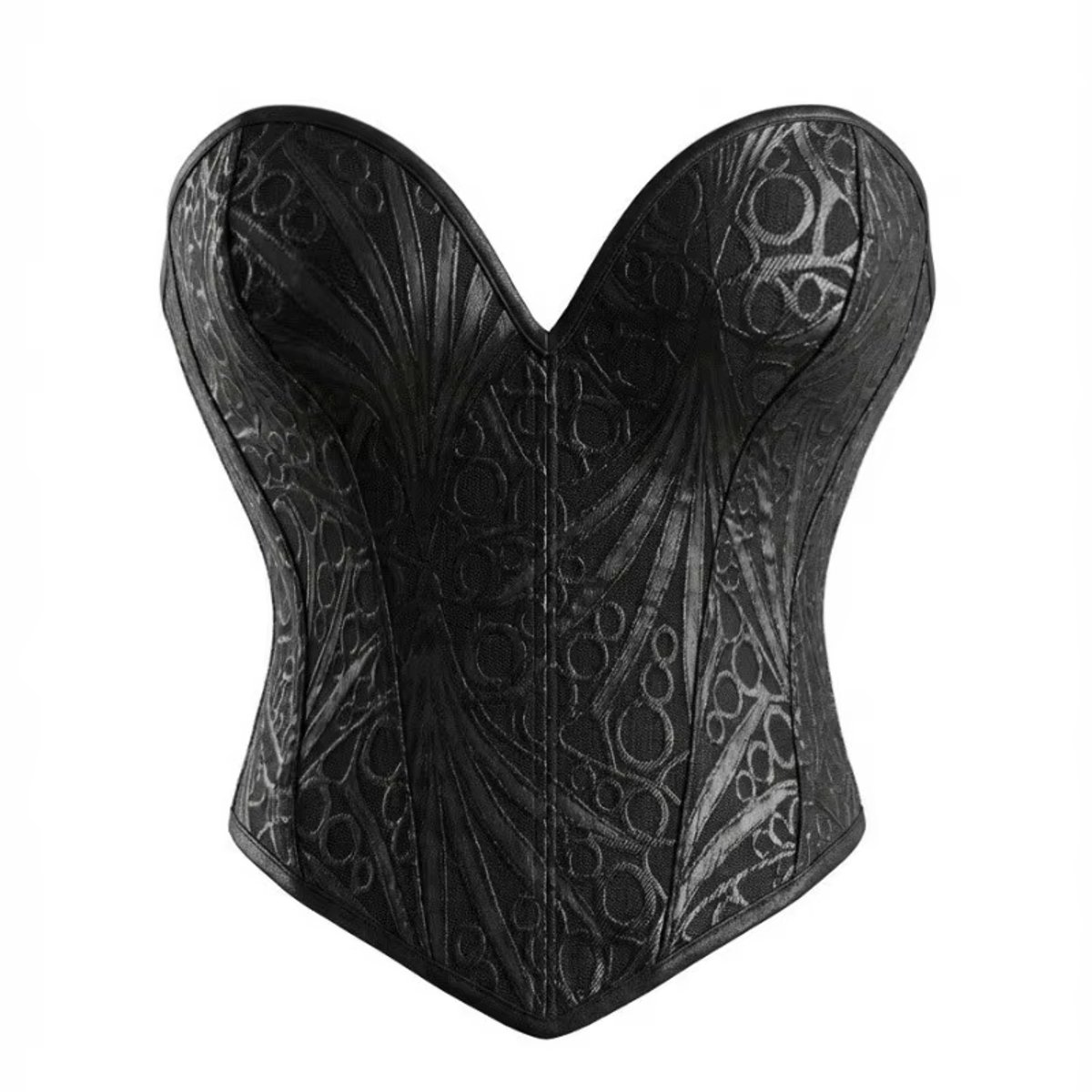 Sexy Dames Corset Top – Vintage Glitter Brokaat, Strapless Bustier, Tailletrainer & Body Shaper - Zwart - Maat XL