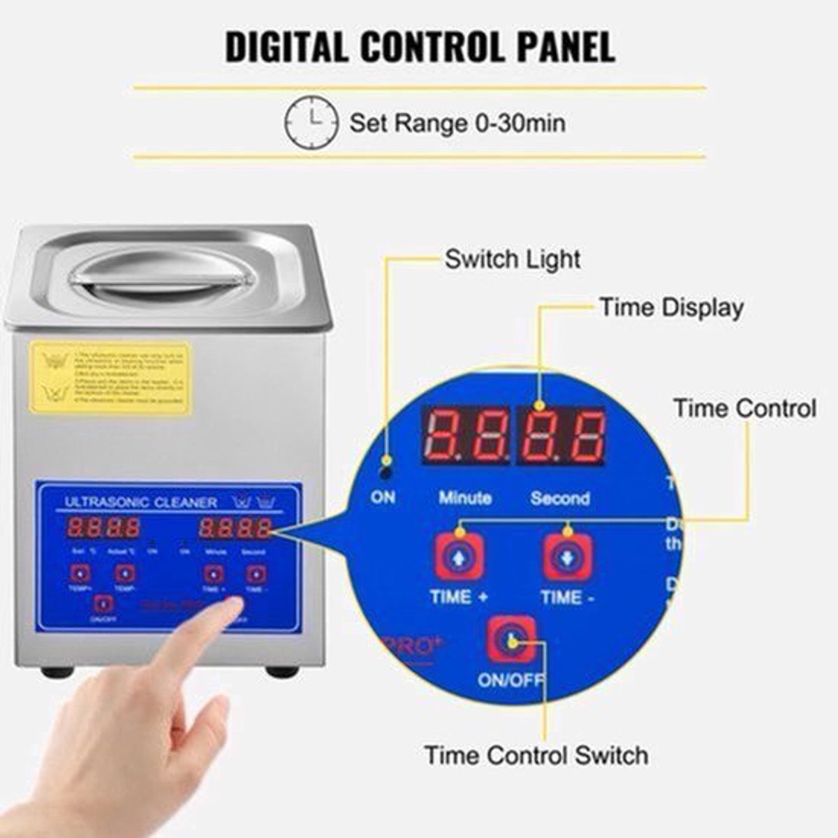 Ultrasoon Reiniger - Reinigingsapparaat voor Sieraden en Brillen - 1.3L - Ultrasone - Ultrasonic Cleaner - Compacte Draagbare Wasmachine - voor Servies, Sieraden en Huishoudelijk Gebruik