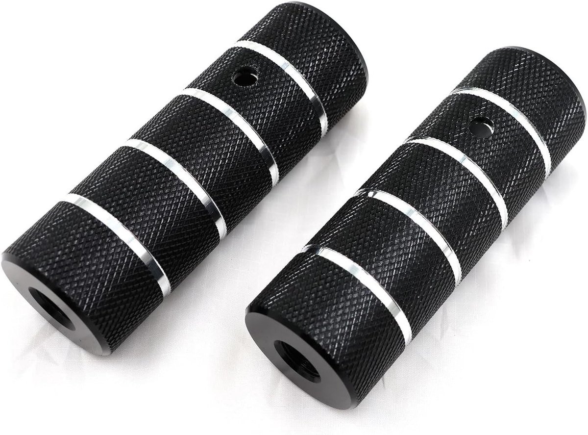 2 Stuks Aluminium Fiets Steunen - Antislip Voetsteunen voor BMX en Mountainbike, 110mm, Zwart en Zilver
