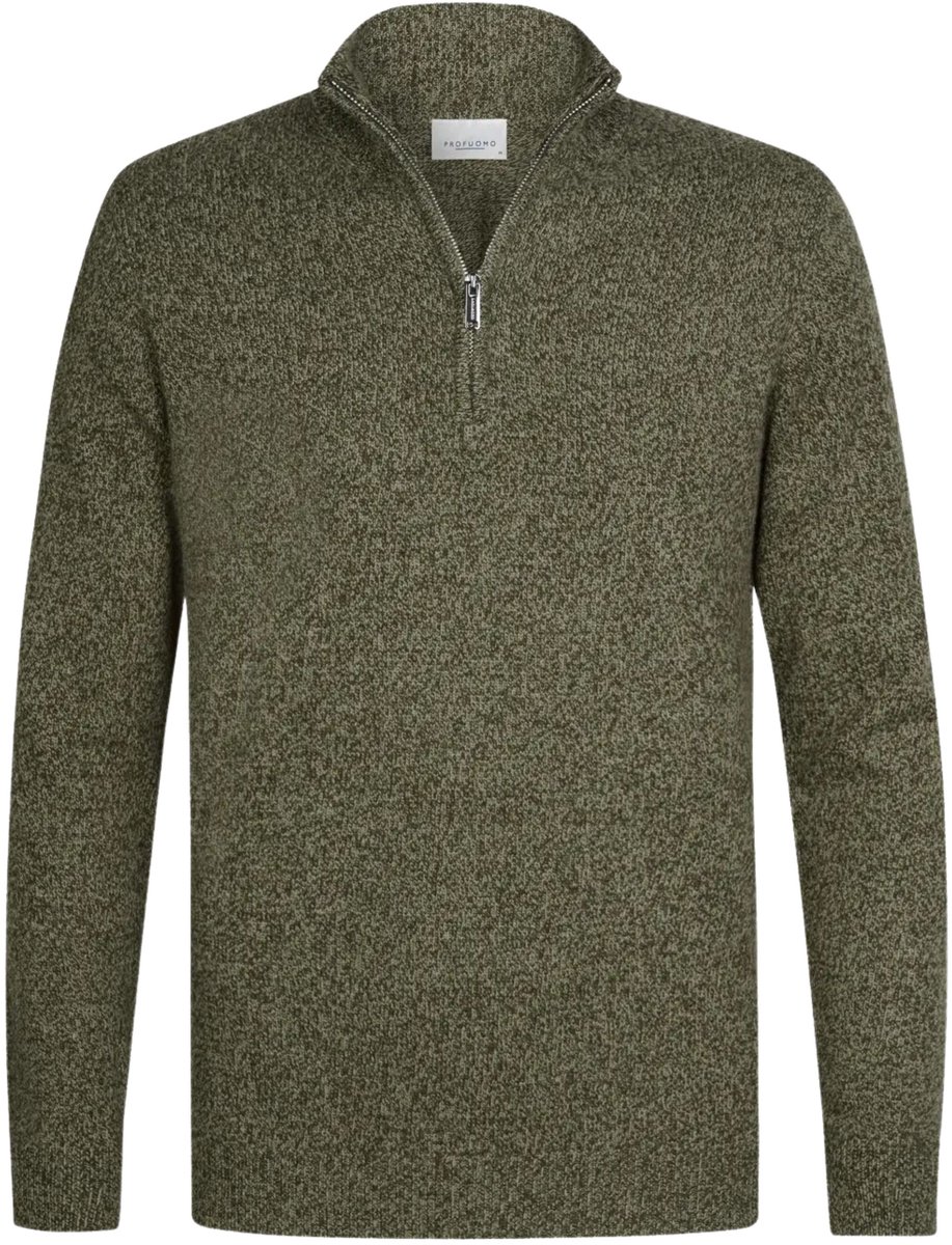 Profuomo Half Zip Pullover Woolblend Groen - Maat XL - Heren - Schipperstrui