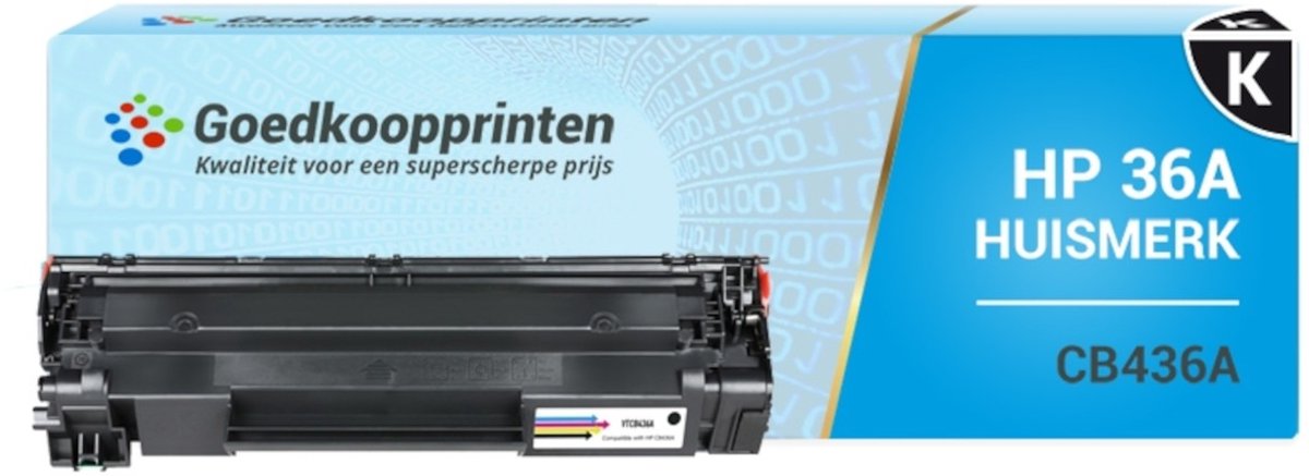 Image of Huismerk HP 36A toner / CB436A toner zwart - 2.000 afdrukken