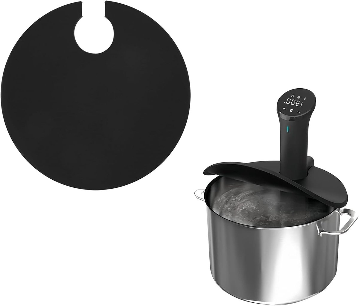Siliconen deksel voor sous vide, geschikt voor pannen tot 26,7 cm, voorkomt verdamping, vermindert geluid en zorgt voor nauwkeurig koken