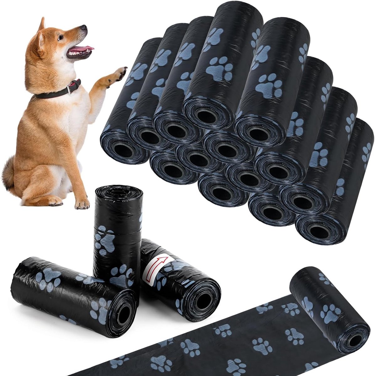 Biologisch afbreekbare hondenpoepzakjes - 300 stuks, lekvrije poepzakjes, navulrollen voor honden, milieuvriendelijk en stevig