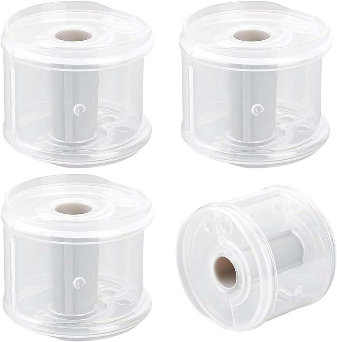 Plakbandhouder rond, transparant, 65 x 55 mm - Draagbare dispenser voor knutselen, doe-het-zelf en scrapbooking accessoires, ideaal voor kantoor en creatief gebruik