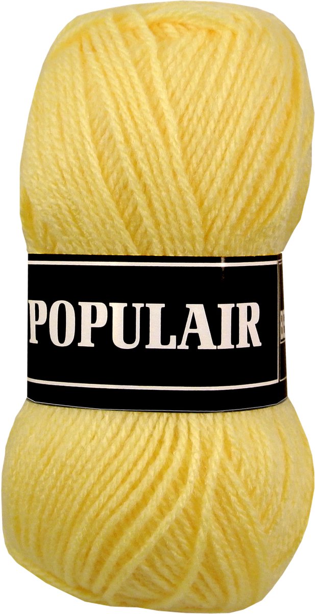 Beijer Populair acryl garen - tussen geel (02) - 10 bollen haakgaren/breigaren - naald 3,5 a 4mm