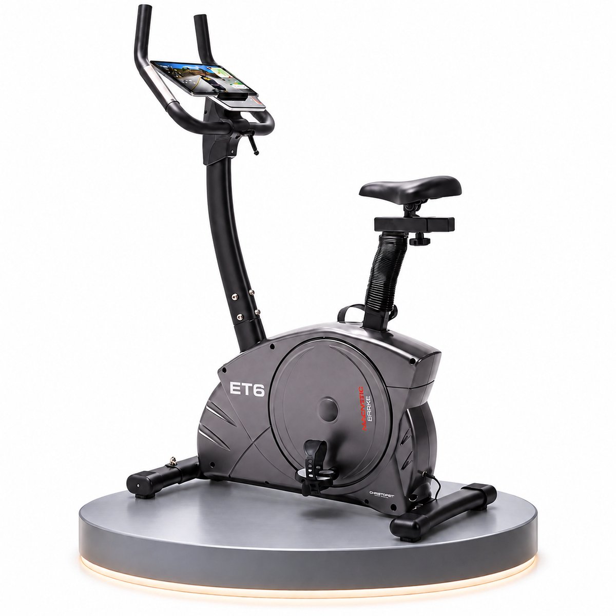 CHRISTOPEIT Hometrainer ET 6 - Fitnessfiets voor thuis met 24 weerstandsniveaus – Stil – Ergonomisch – Magnetische Weerstand – Bluetooth – Kinomap – Ergometer Fiets