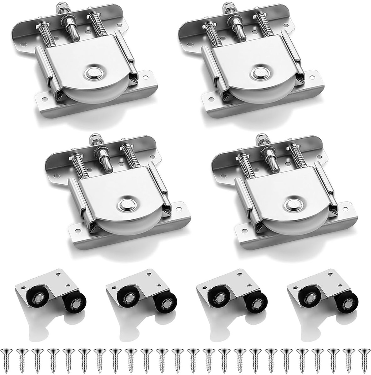Set van 4 Stille Rollers voor Schuifdeuren, Soepele Mechanisme voor Kasten en Meubelsystemen