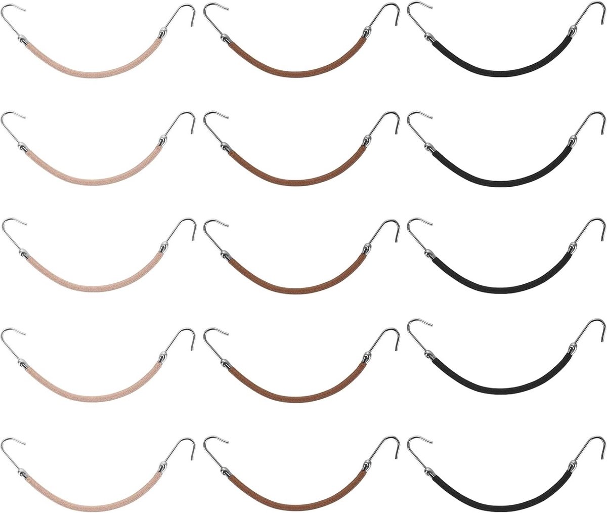 15 Stuks Elastische Haarklemmen voor Haakjes en Ponytail Houders - Geschikt voor Alle Haartypes, Bruin, Duurzaam en Flexibel