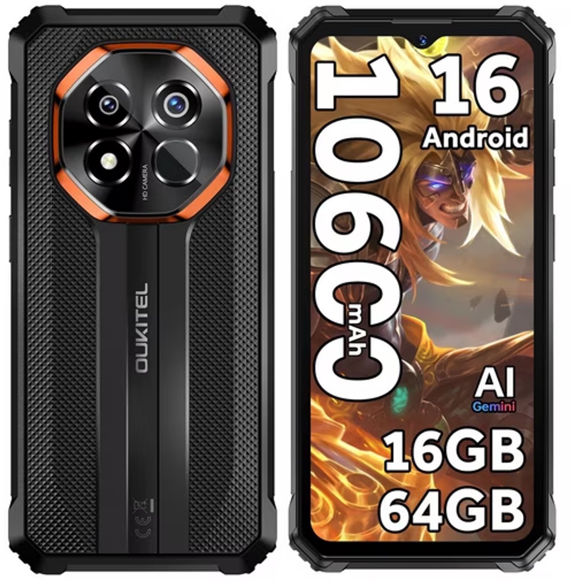 OUKITEL G7 Outdoor Smartphone Gemini AI -16GB RAM-64GB ROM-10600mAh batterij-64MP camera-Android16-4G