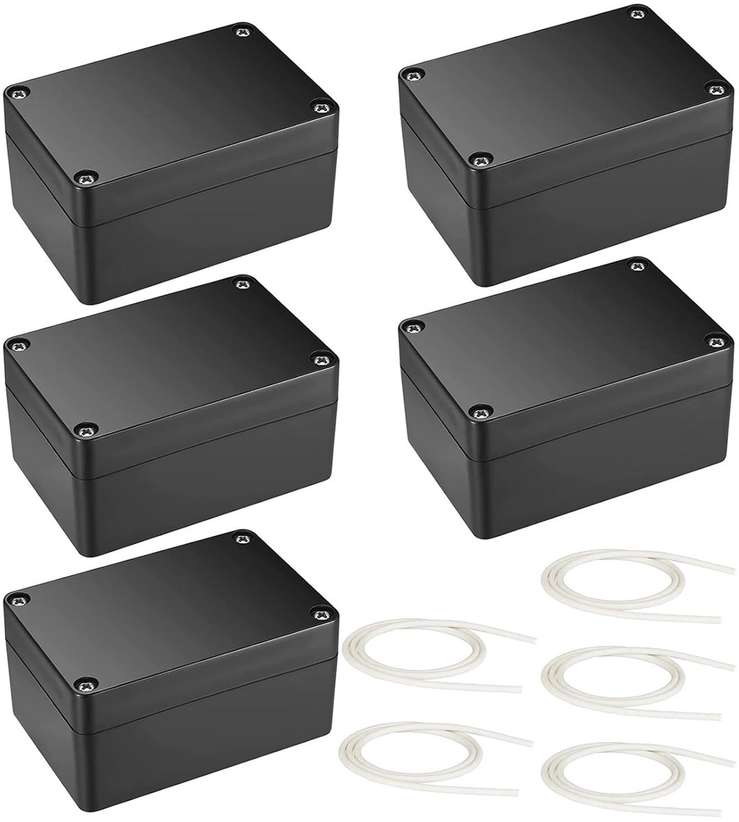 Waterdichte Elektronische Doos voor Buiten, 5 Stuks, IP66, 58 x 83 x 34 mm, Zwart, Voor Elektrische Projecten en Accessoires