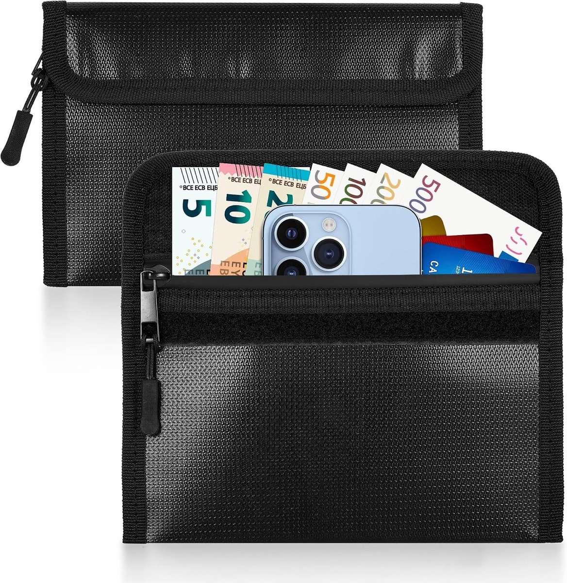Set van 2 Brandwerende Tassen, Waterdichte Tas voor Geld, Sieraden en Documenten, 21 x 14 cm
