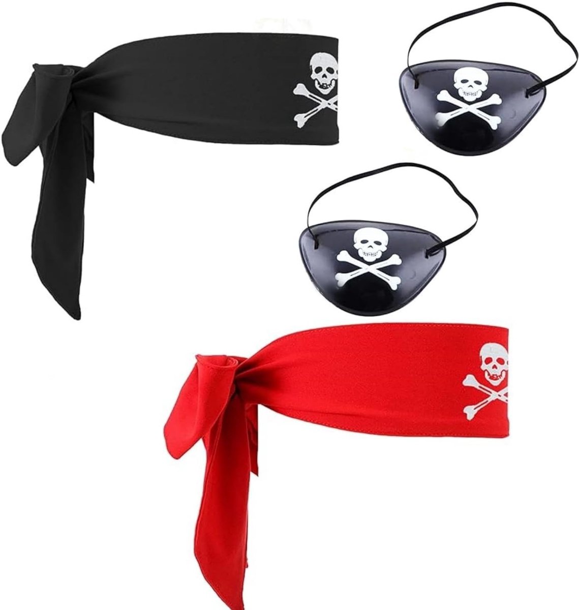 Piratenkostuum Set voor Halloween en Carnaval met Bandana en Ooglapje voor Volwassenen en Kinderen