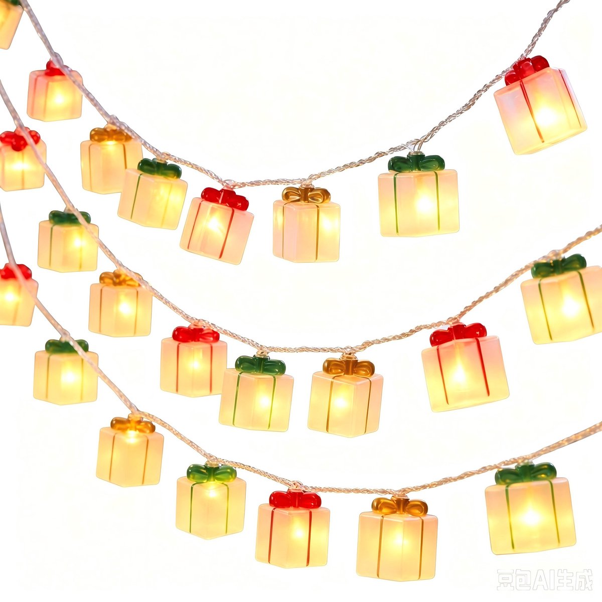 Slingerlichten - Cadeaudoos Vormige LED Lichtslang met Batterijbox - 2 Lichtstanden (Constant en Knipperend) - Geschikt voor Kerstboom Slaapkamer en Feestdecoratie - 6 Meter - 40 Lampjes