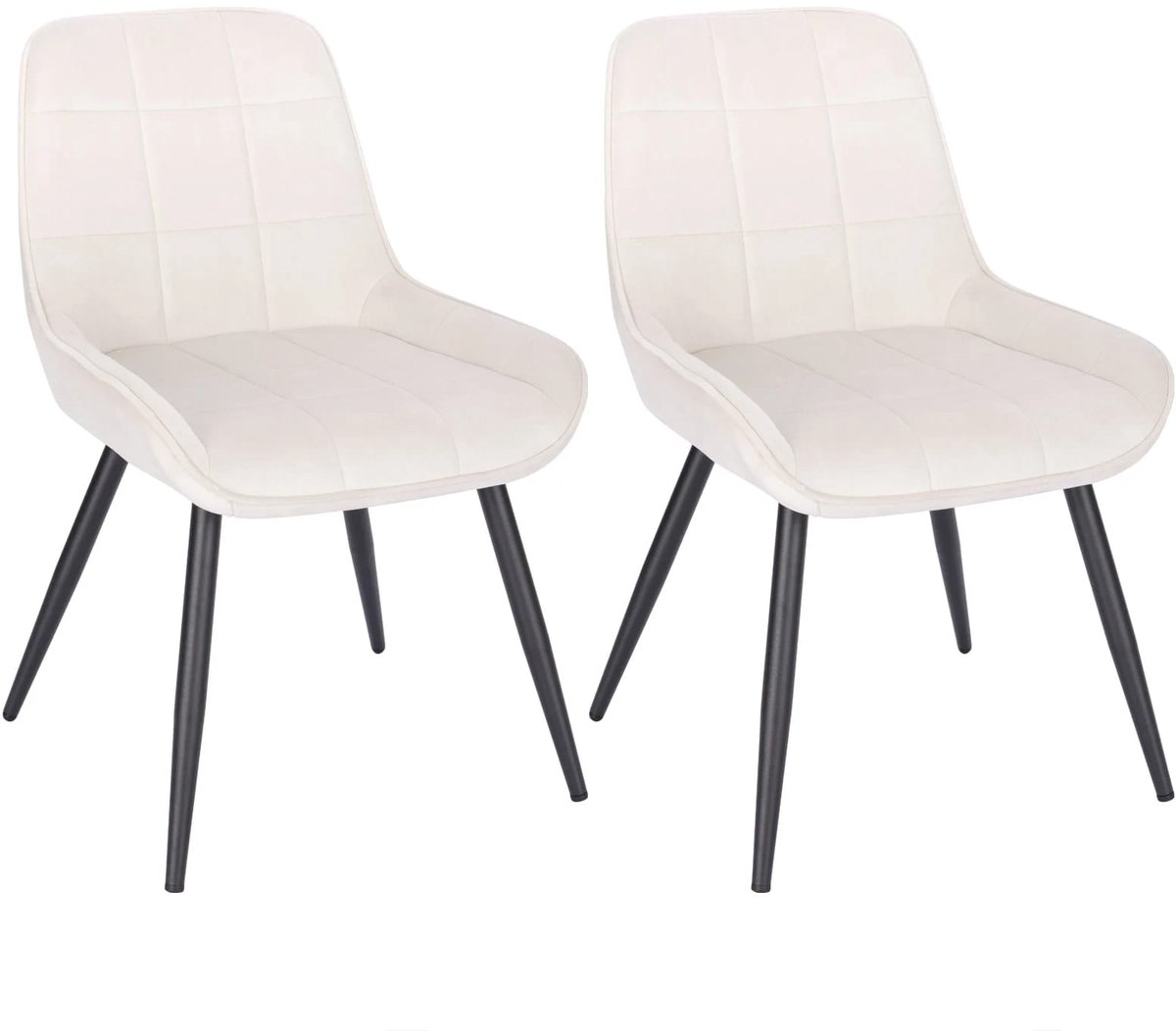 Klarven Eetkamerstoelen Fluweel crème wit - Eetkamerstoelen Set Van 2 - Dining Chair - Ergonomisch, Waterafstotend Kunstleer, Draagvermogen 120 Kg - B60xd55xh40cm