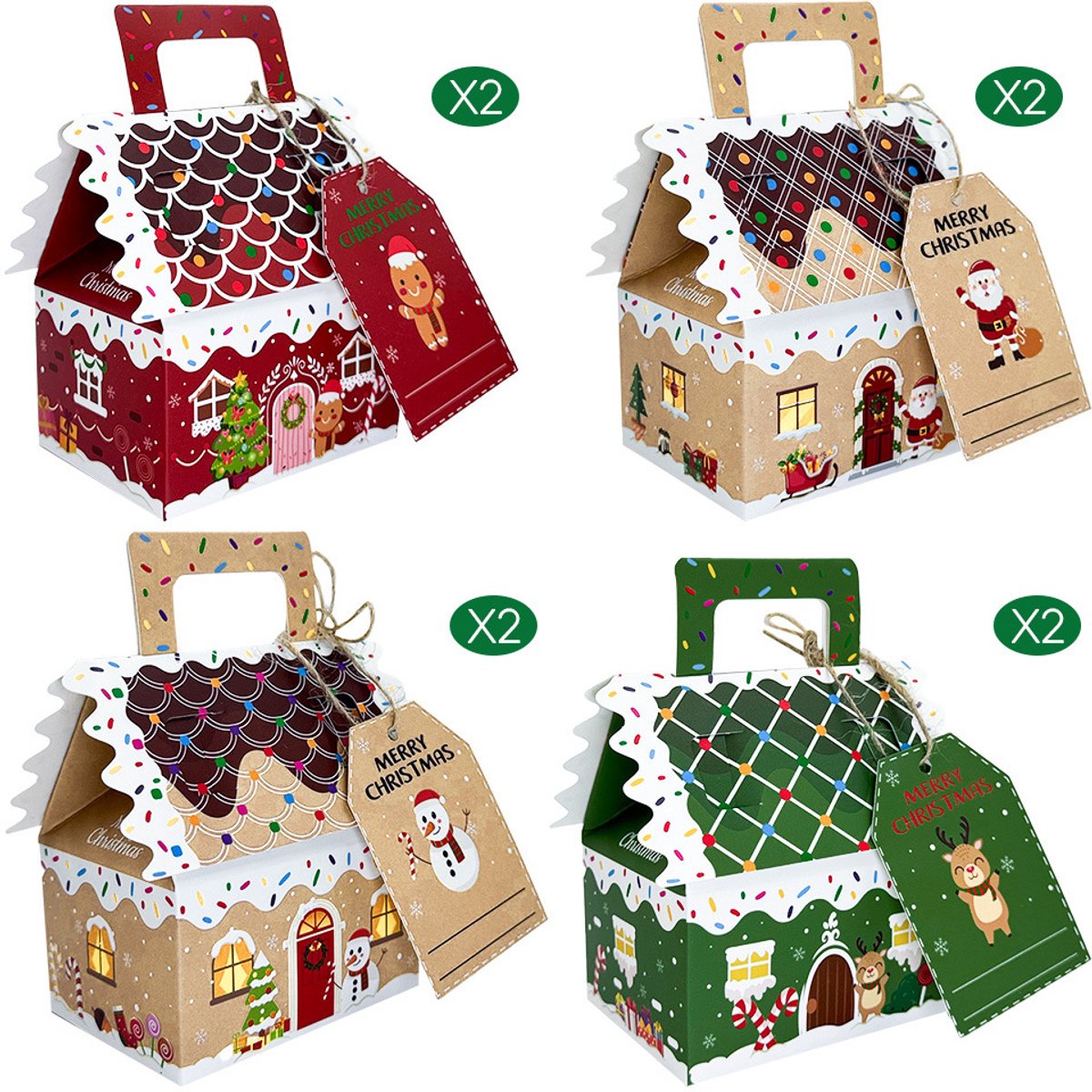 Snoepdoosjes – 8 kerstsnoepdoosjes (leeg) – Kerstcadeaudoosjes van kraftpapier – Kerstdoosjes voor traktaties/bedankjes inclusief labels – Kerstverpakking voor snoep / feestartikelen – Afmetingen: 6 x 8 x 12,5 cm