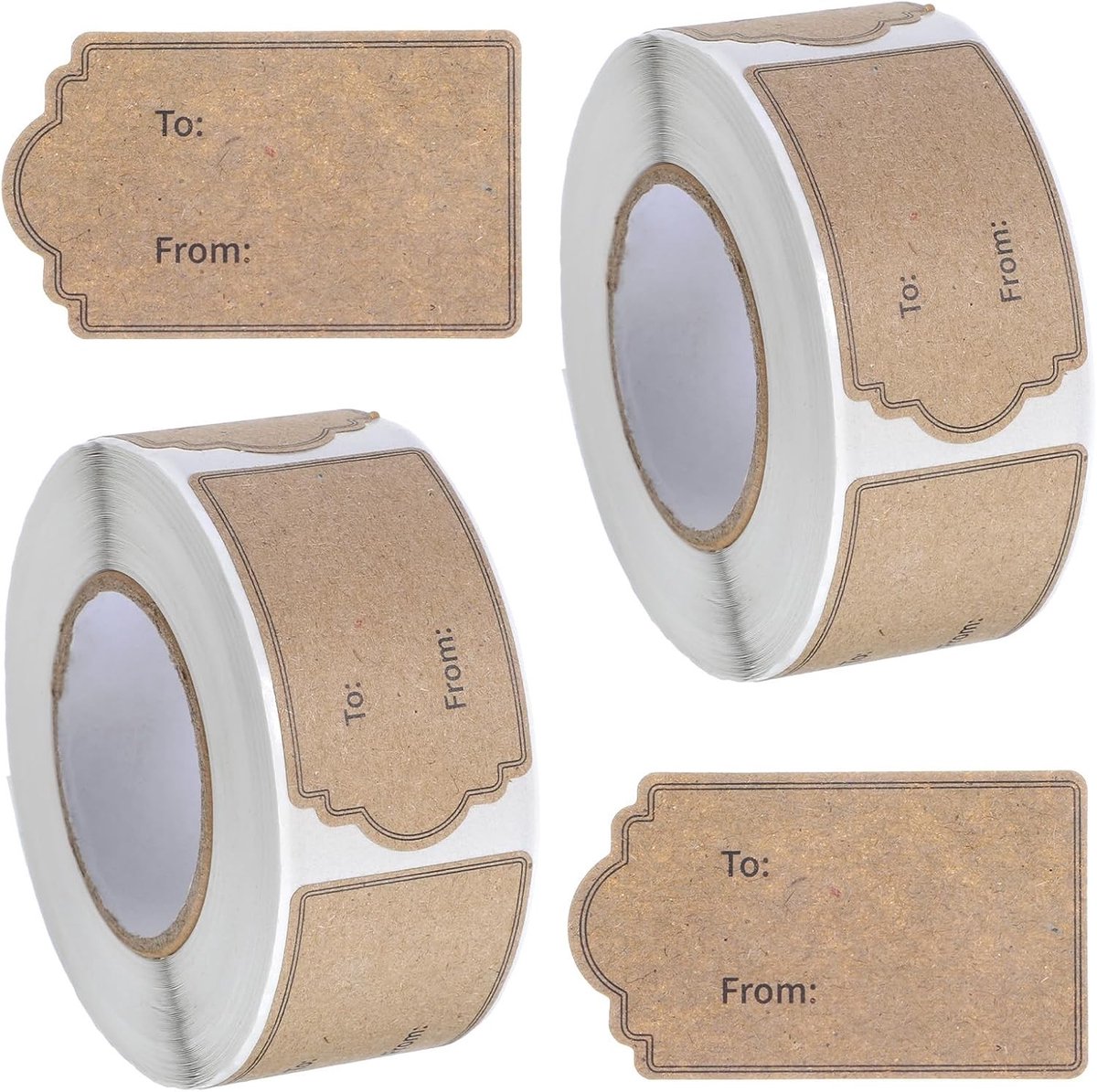 Pack van 600 Zelfklevende Kraft Papier Etiketten voor Jam, Cadeaus en Enveloppen (30 x 50 mm)
