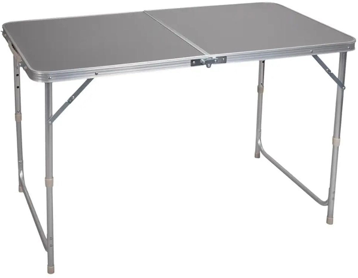 Klarven® Campingtafel Grijs - Opvouwbaar, Lichtgewicht en In Hoogte Verstelbaar - Draaggreep, Stevig Aluminium Frame, Draagvermogen 30 kg - L 120 x B 60 cm