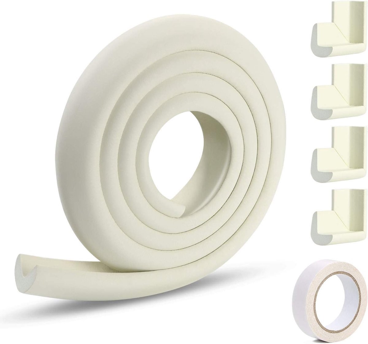 Kinderveiligheid Hoek- en Randbeschermer van Rubber voor Tafel en Meubels - Extra Dikker, Schokabsorberend en Eenvoudig te Bevestigen - Off-White