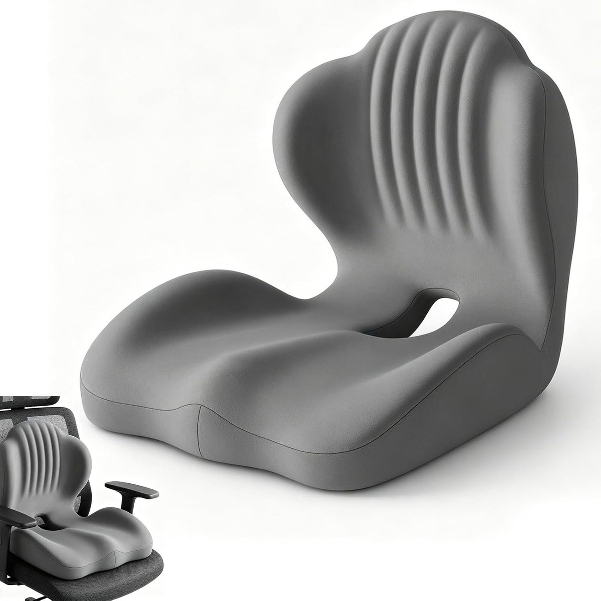Ergonomisch L-vormig Zitkussen voor Bureau- en Autostoelen, Dikke Geheugenfoam met Lendensteun en Ademend Ontwerp voor Comfort en Ondersteuning