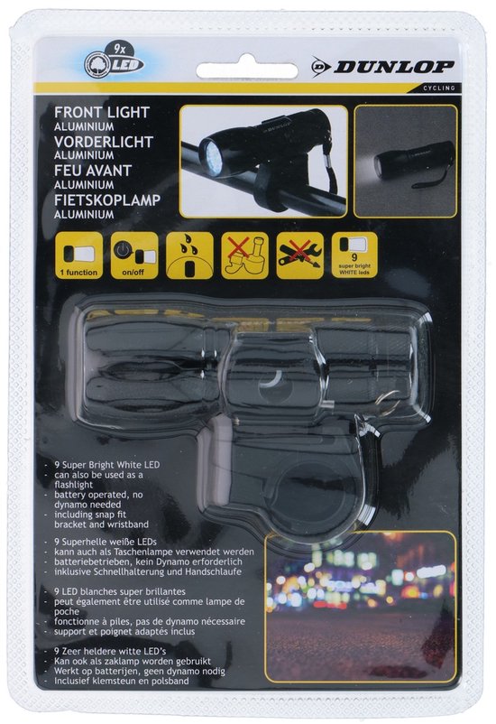 Dunlop - Fiets Voorlicht - Zaklamp - LED - Zwart — afbeelding 2