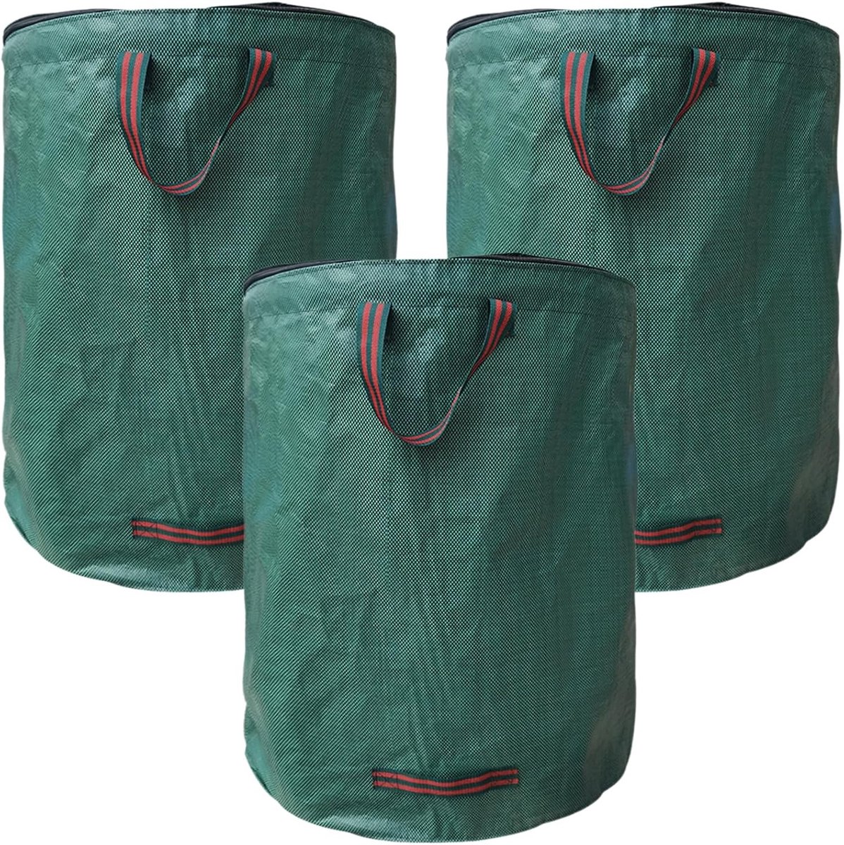 Set van 3 Tuinafvalzakken 120L met Deksel van Polypropyleen - Sterke Tuinzak voor Bladeren, Gras en Tuinafval, 45 x 76 cm