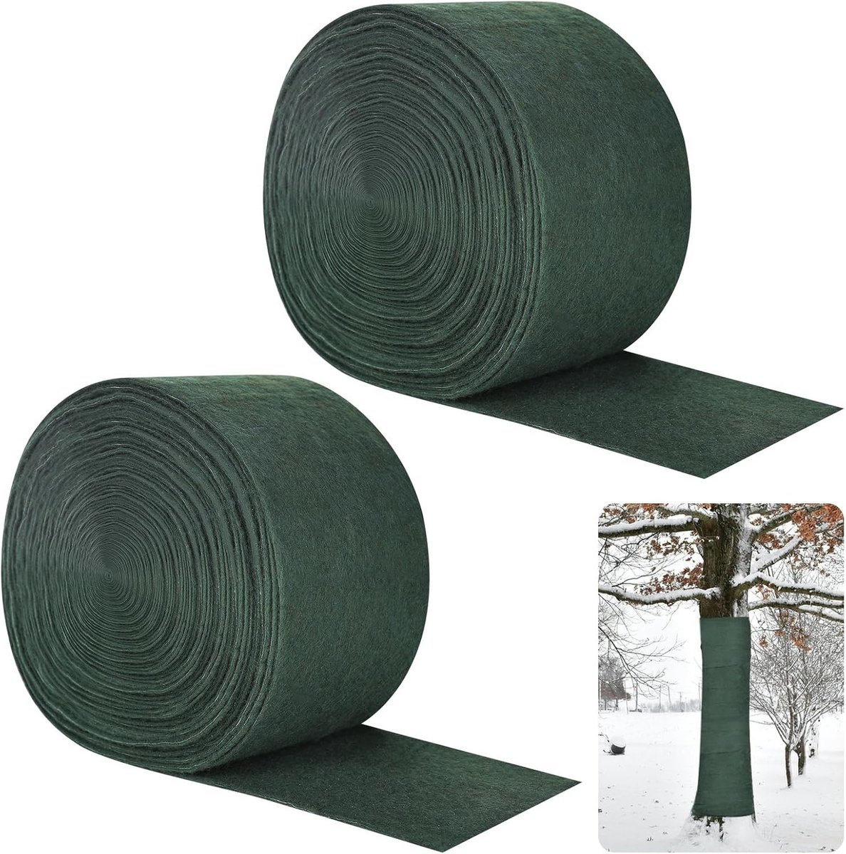 Set van 2 Winterbescherming voor Bomen, 12 x 150 m, Fleece Wikkels voor Planten, Bescherming tegen Vorst en Vocht, Houd Planten Warm en Gezond