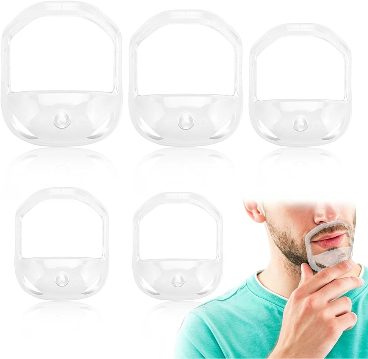 Beard Carving Stencils voor Precisie Scheren - 5 Stuks Snijgereedschap en Scheeraccessoires voor een Perfecte Baardstijl