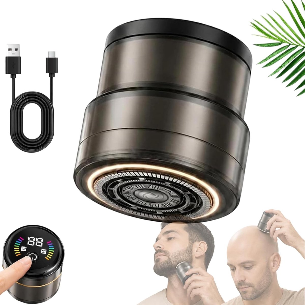 Elektrische Scheerapparaat - 360° draaibare kop - MINI Scheerapparaat - Scheerapparaat mannen - Reis Scheerapparaat - 3. Draagbaar en Waterdicht - USB Snelladen - Rond - Voor baard en hoofd - Donkergrijs