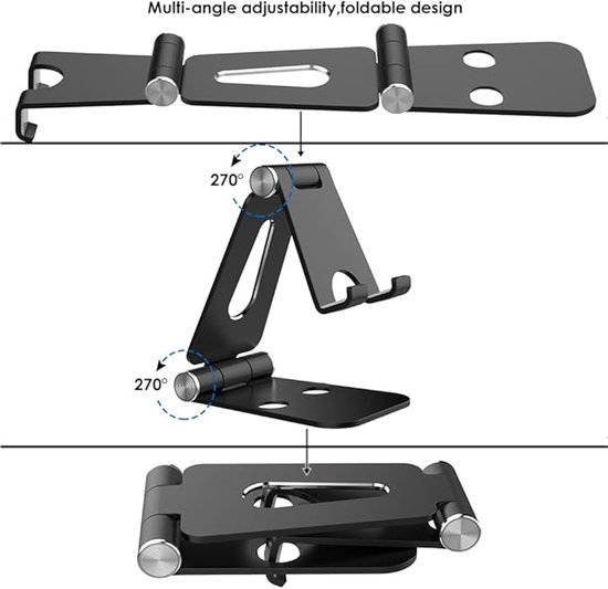 Mobiele telefoonhouder, opvouwbare mobiele telefoon desktop houder, draagbare opvouwbare universele aluminiumlegering mobiele telefoonhouder — afbeelding 5