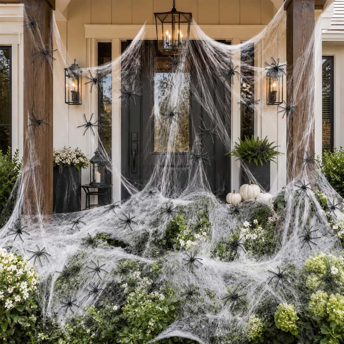 Decoratie spinnenweb zakjes - 400 gram - Incl. 50 Spinnen - Nep Spinnenweb - Halloween/Horror - feestartikelen/versieringen - Horror Decoratie - Witte spinnenweb decoratie - Voor Binnen & Buiten - TENGYIF®