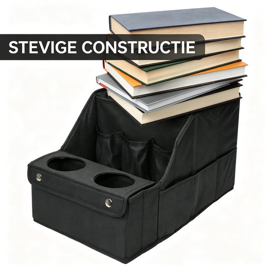 Autostoel Organizer voor Voorstoelen, Achterbank en Kofferbak - Kofferbak Organizer - Opvouwbaar - Met Bekerhouder - Zwart — afbeelding 4