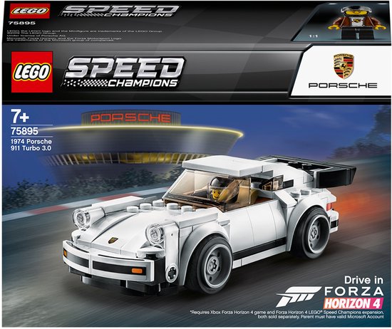 Boîte LEGO Speed Champions 75895 1974 Porsche 911 Turbo 3.0 avec voiture et pilote.