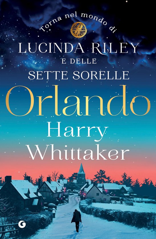 Boekomslag van "Orlando" van Lucinda Riley en Harry Whittaker. Een dorpje in de sneeuw met sterrenhemel.
