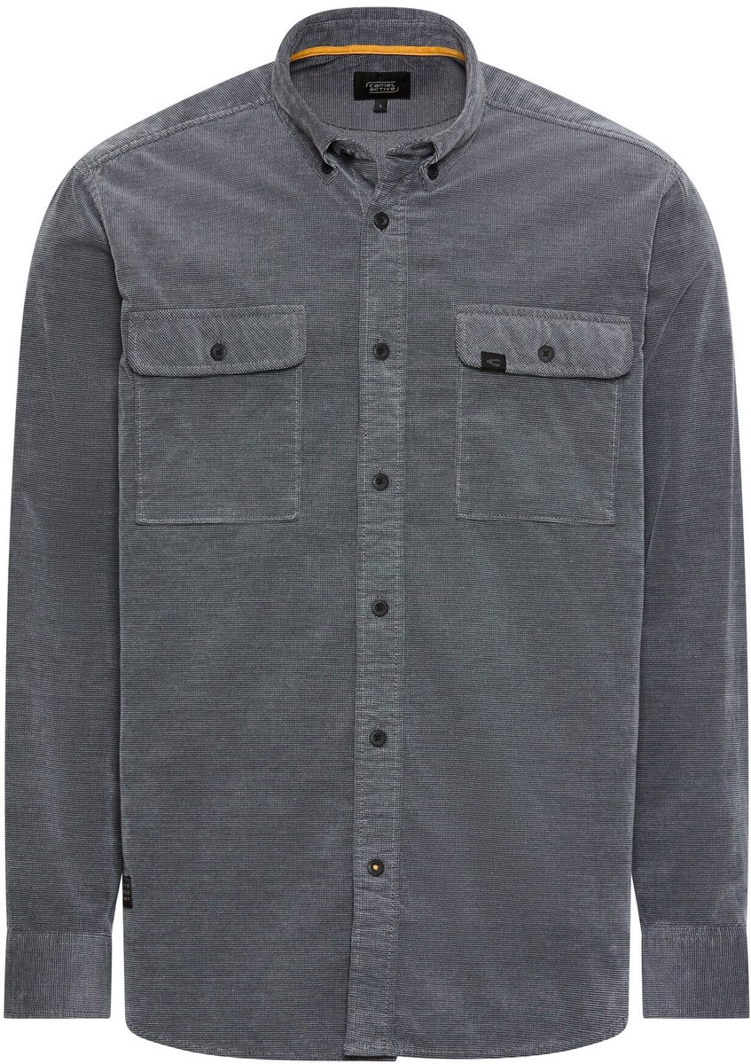 camel active Corduroyhemd met 2-way stretch - Maat menswear-L - Inktblauw