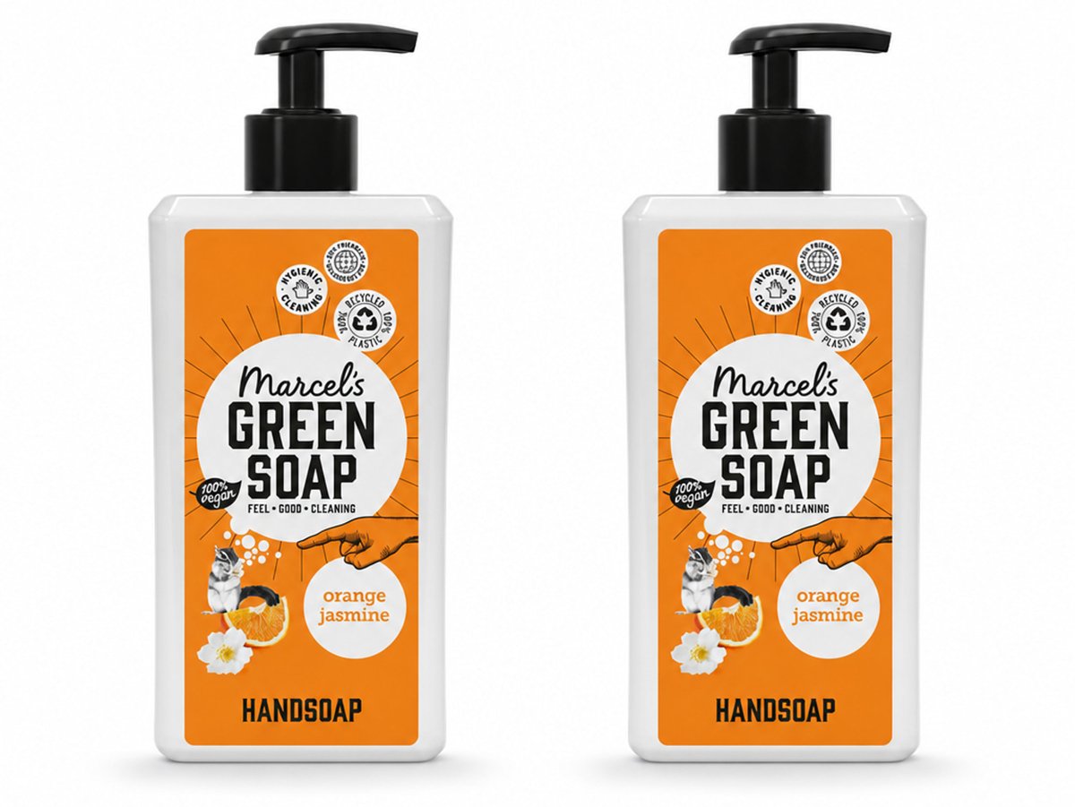 2 x Marcel's Green Soap - Handzeep - Sinaasappel & Jasmijn - Voor dagelijks gebruik - 500 ml - Voordeelverpakking - 2 stuks