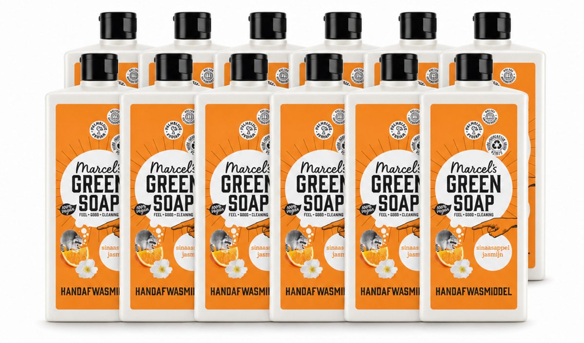 12 x Marcel's Green Soap - Afwasmiddel - Sinaasappel & Jasmijn - Voor dagelijks gebruik - 500 ml - Voordeelverpakking - 12 stuks