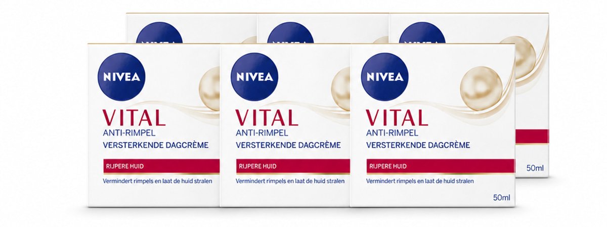 6 x NIVEA - VITAL Dagcrème - Anti-Rimpel Gezichtscrème - Versterkend - 50 ml - Voordeelverpakking - 6 stuks