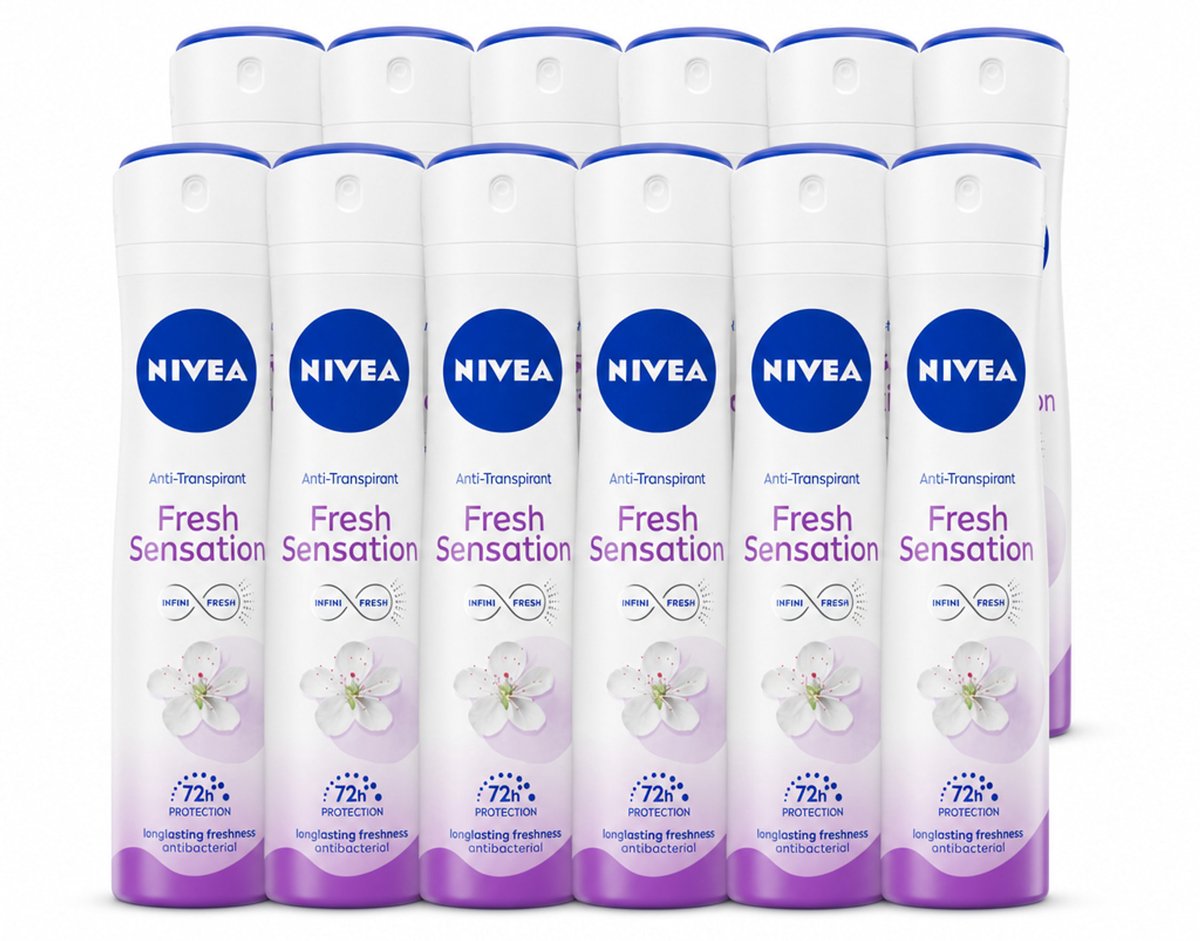 12 x NIVEA – Deodorant Spray – Fresh Sensation – 150 ml - Voordeelverpakking - 12 stuks