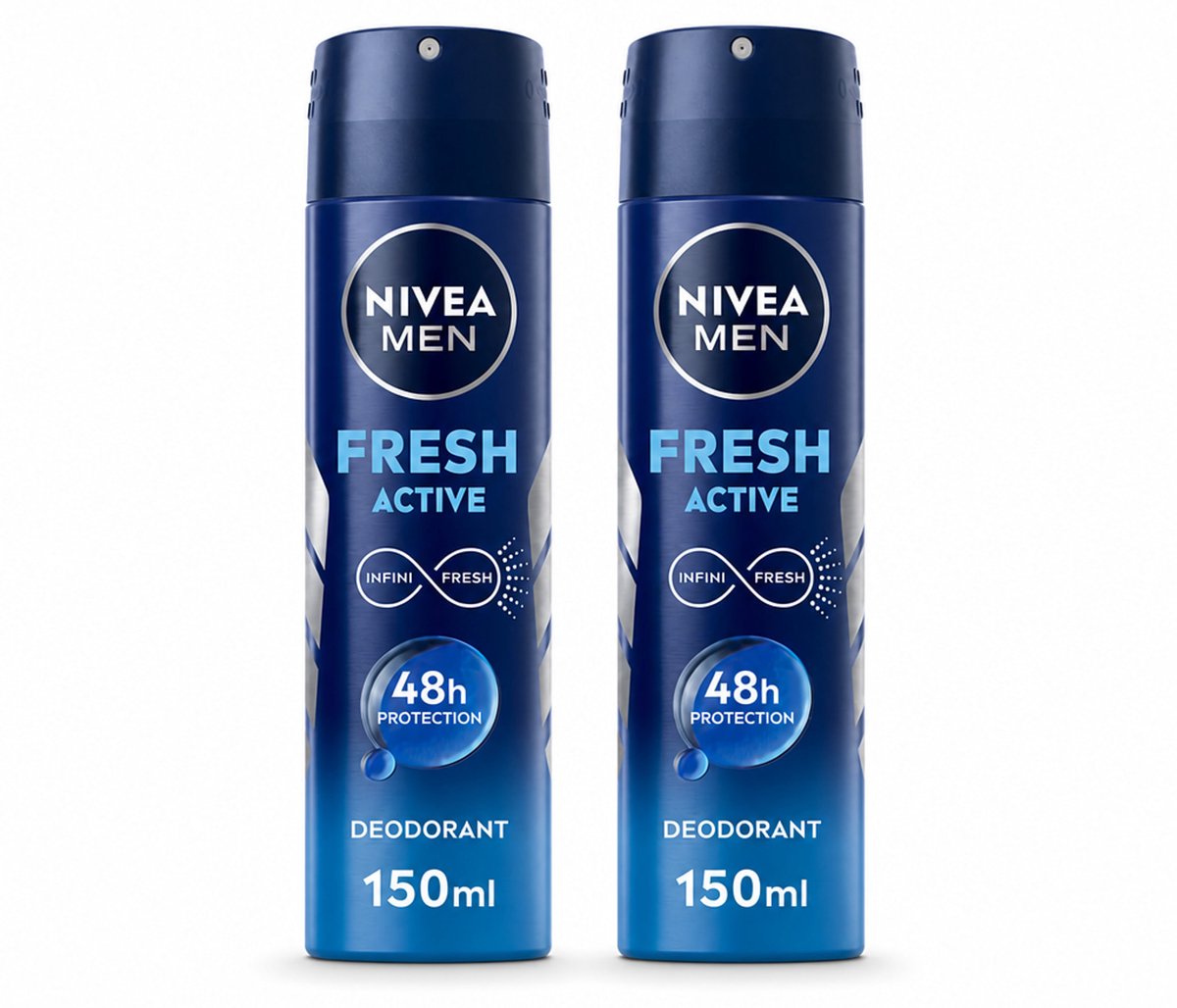 2 x NIVEA MEN - Deodorant Spray - Fresh Active - 150 ml - Bulkverpakking - 2 stuks