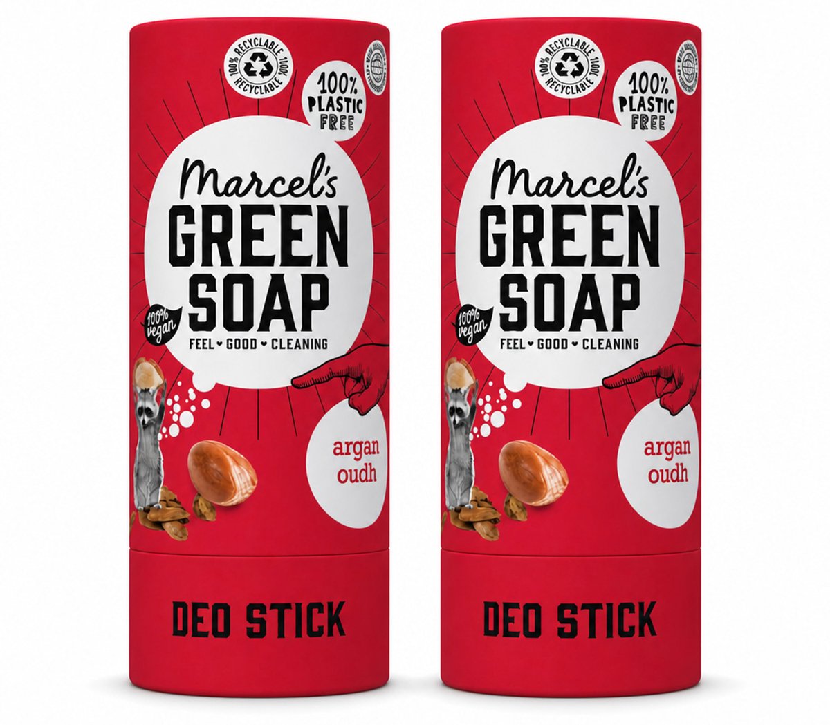 2 x Marcel's Green Soap - Deodorant Stick - Argan & Oudh - Langdurige frisheid - 40 gr - Bulkverpakking - 2 stuks