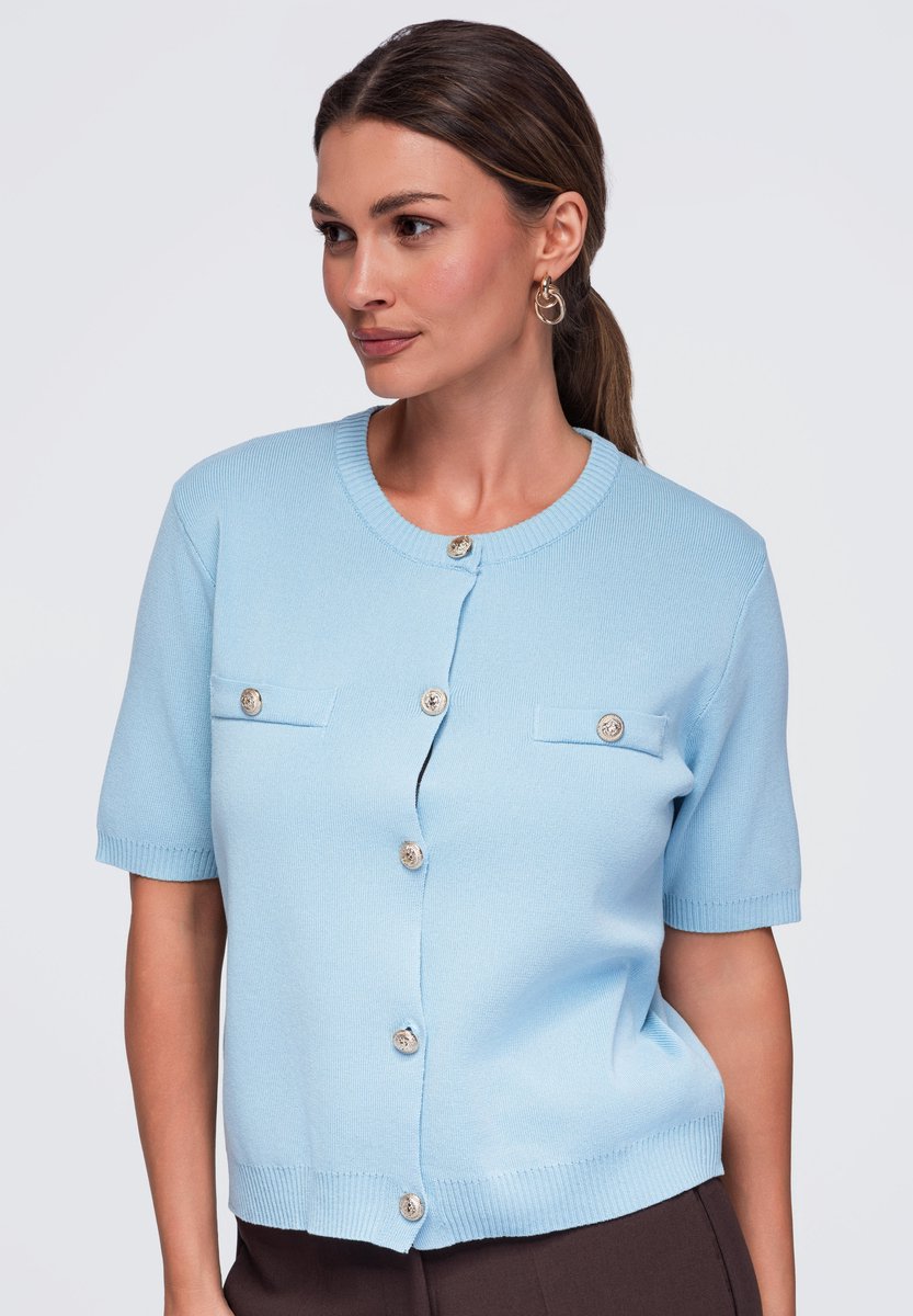 OMBRE Blouse - Regular Fit - Viscose - Korte Mouw Blauw S/M