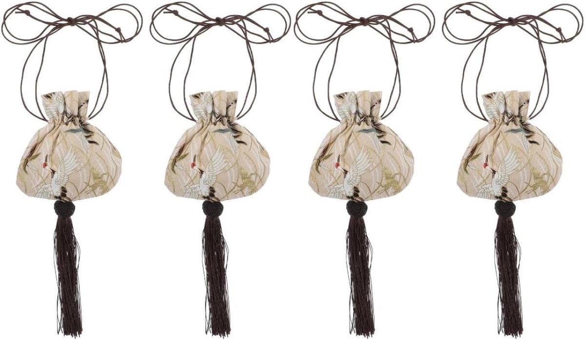 4 Stuks Chinese Stijl Geurzakjes Lege Brokaat Trekkoordzakjes Elegante Hangdecoratie voor Huis en Feest