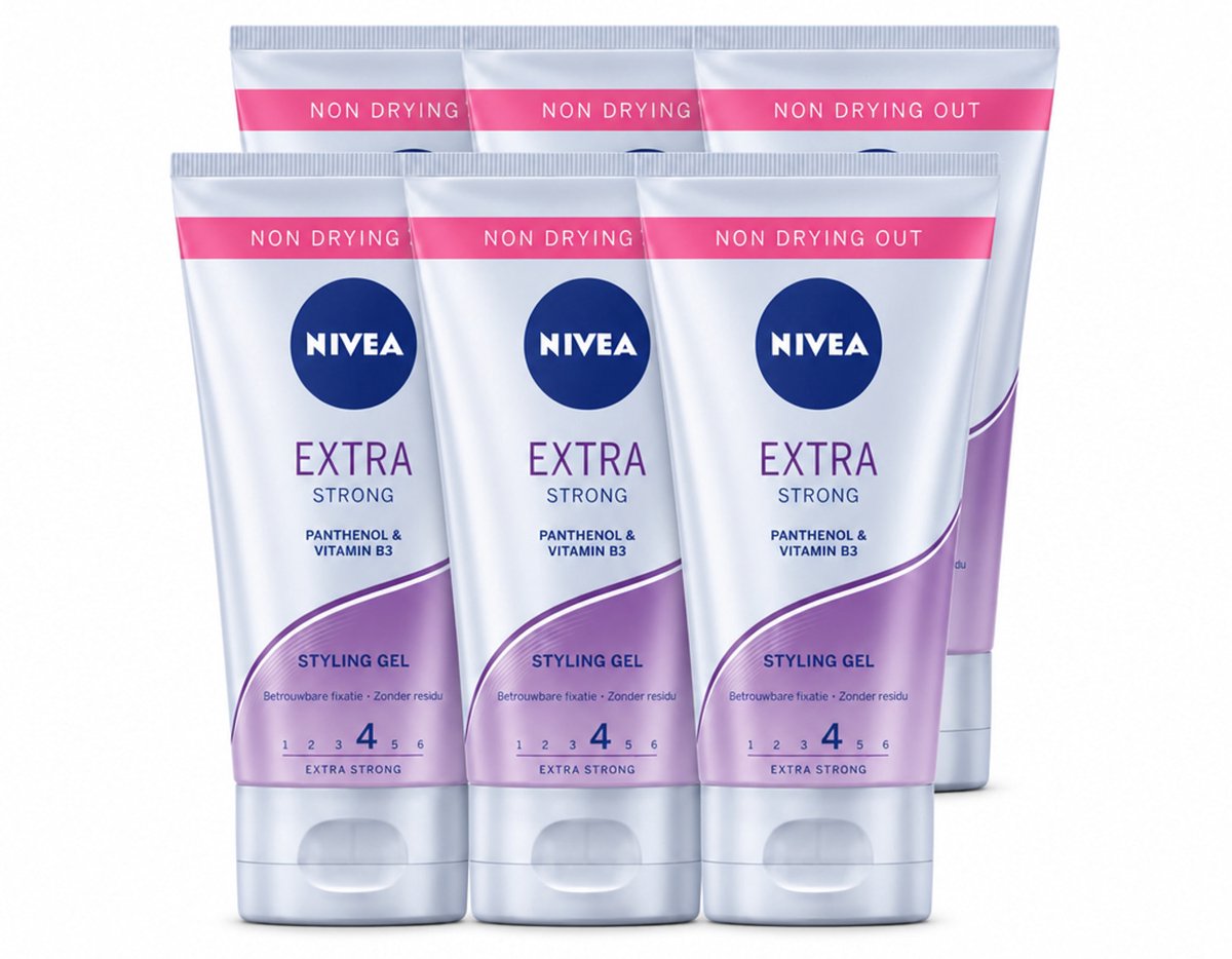 6 x NIVEA - Stylingsgel - Extra Sterk - Betrouwbare Fixatie - 150 ml - Voordeelverpakking - 6 stuks