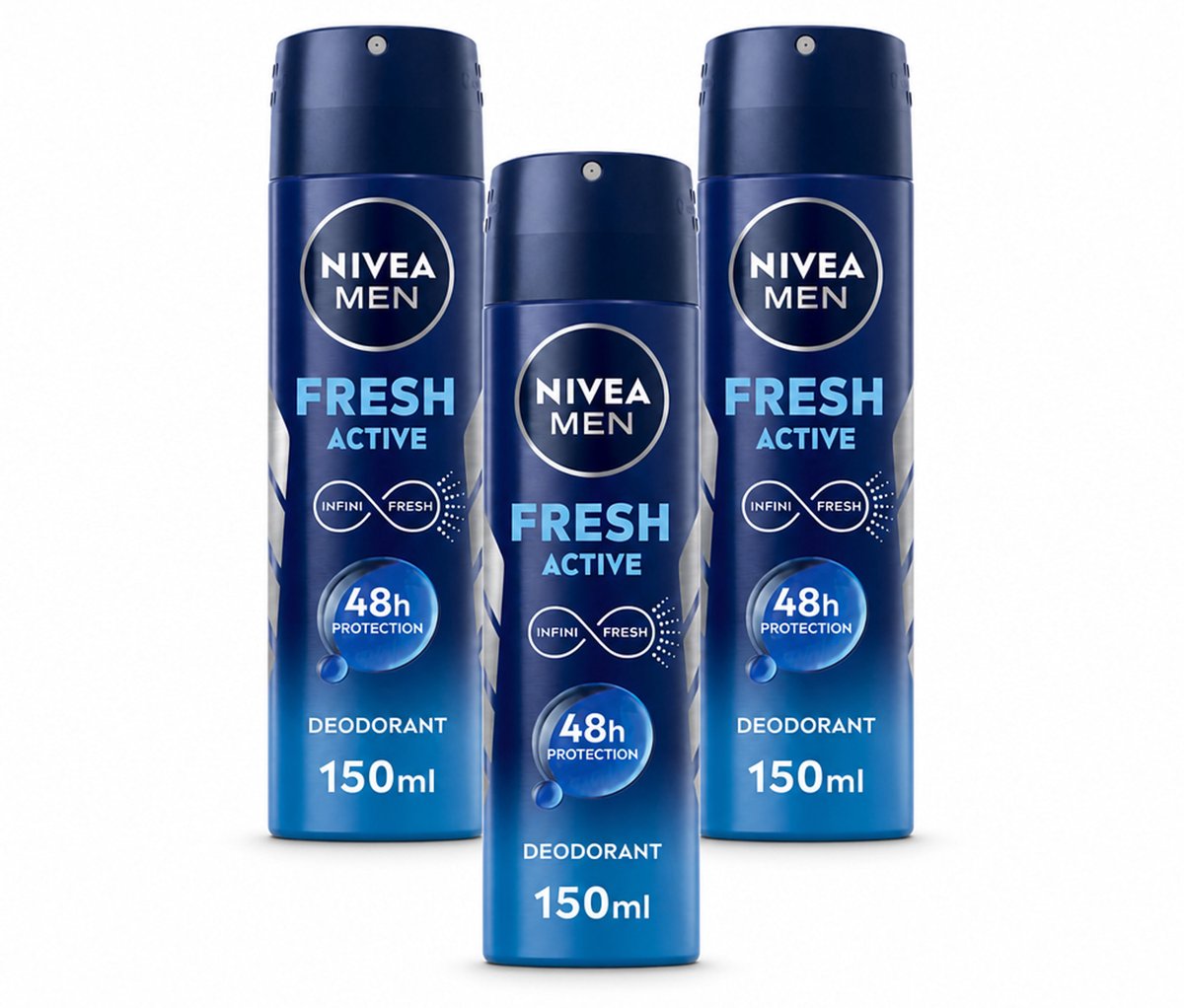 3 x NIVEA MEN - Deodorant Spray - Fresh Active - 150 ml - Bulkverpakking - 3 stuks